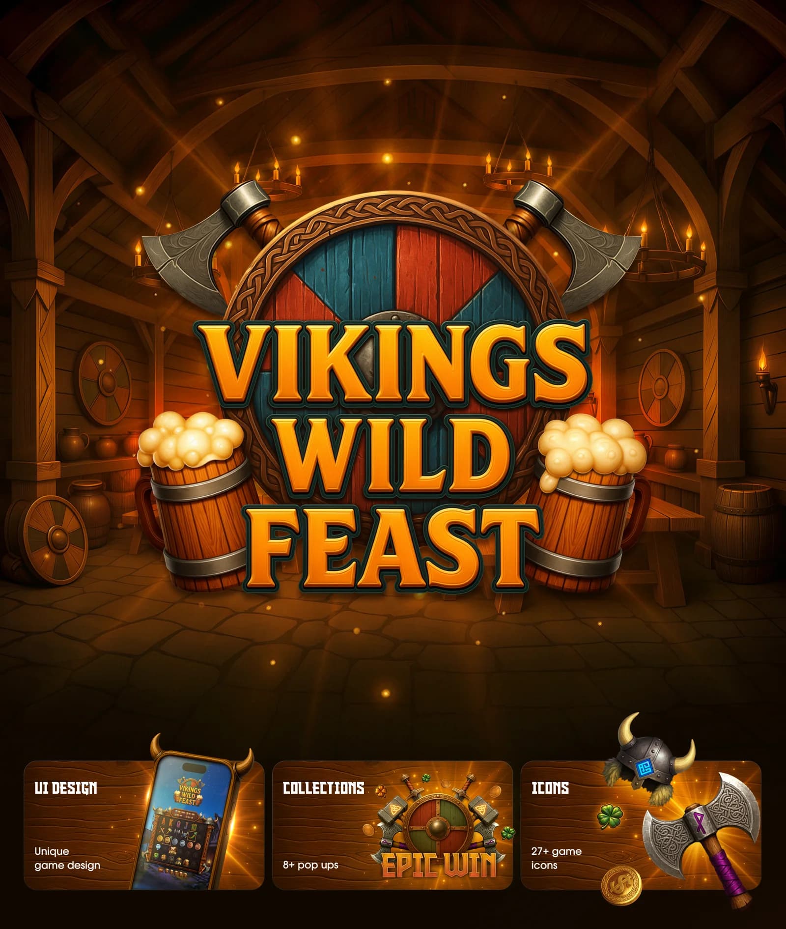 Vikings Wild Feast – Slot Game Art, UI & Animation — section 1