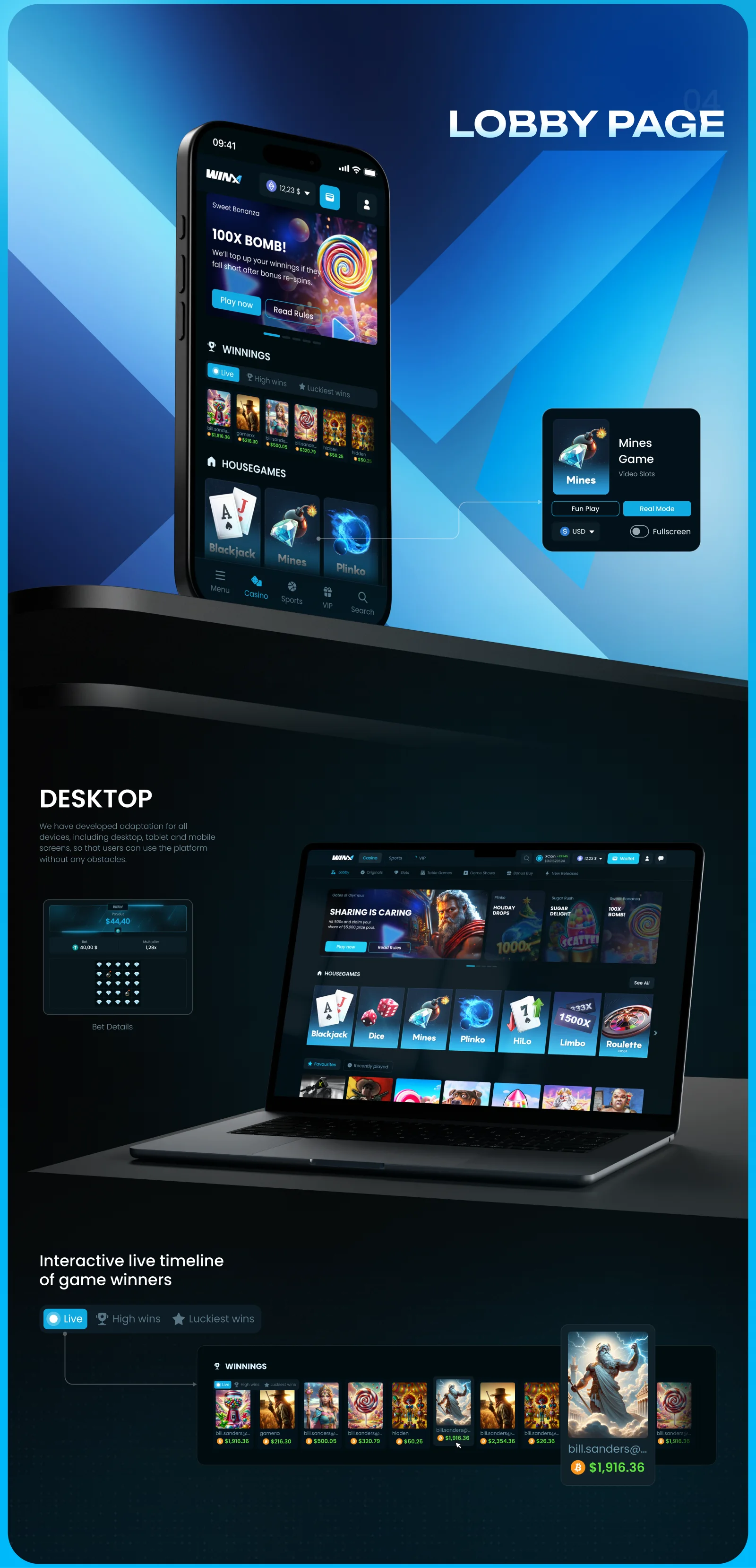 Winx – iGaming Platform UI/UX — section 4