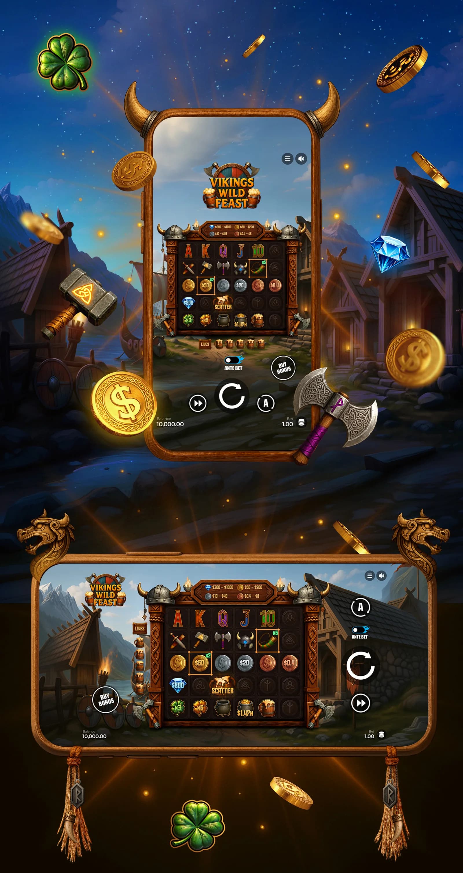 Vikings Wild Feast – Slot Game Art, UI & Animation — section 5
