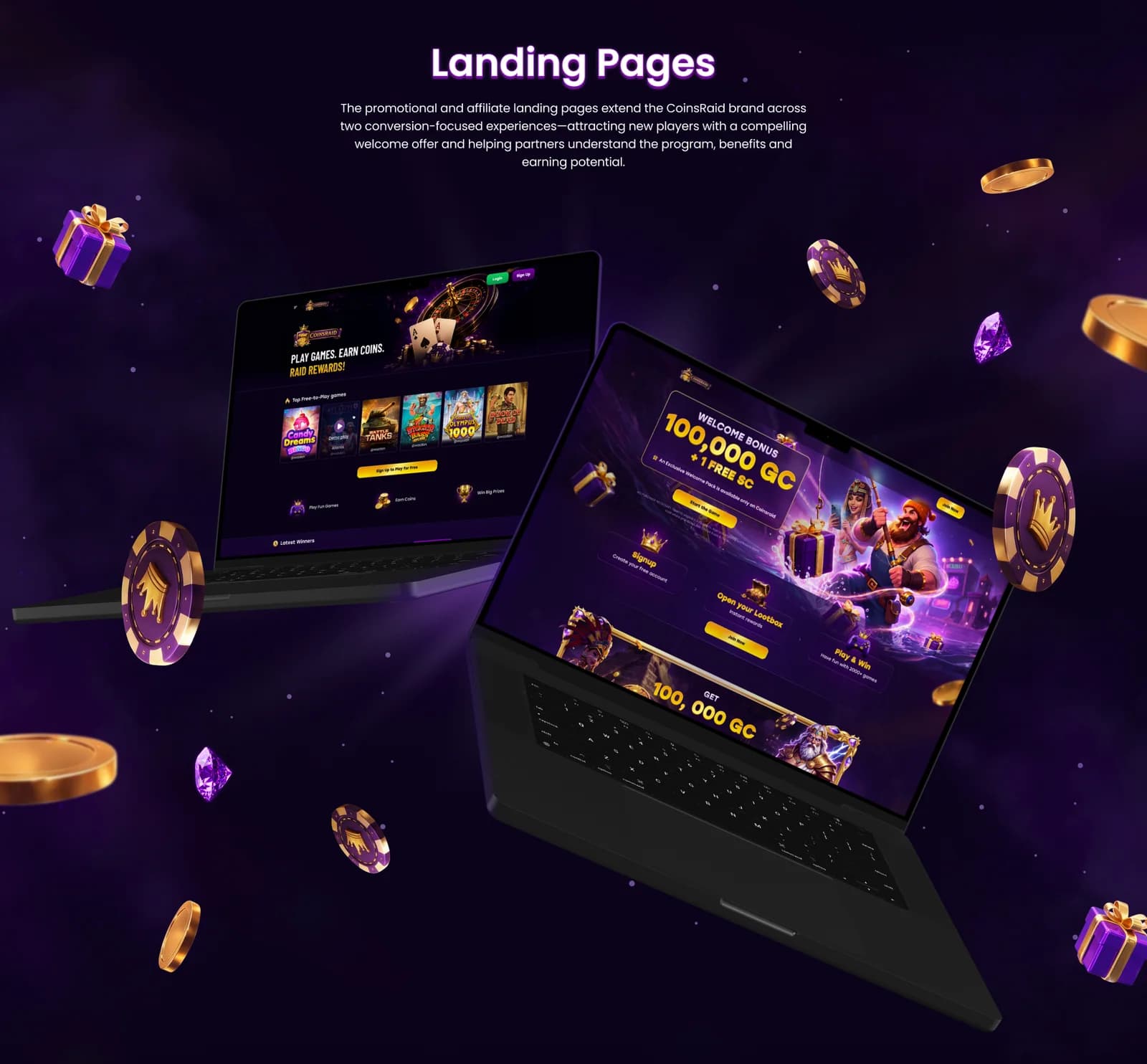 CoinsRaid – Social Casino Platform, UX/UI & Promo — section 5
