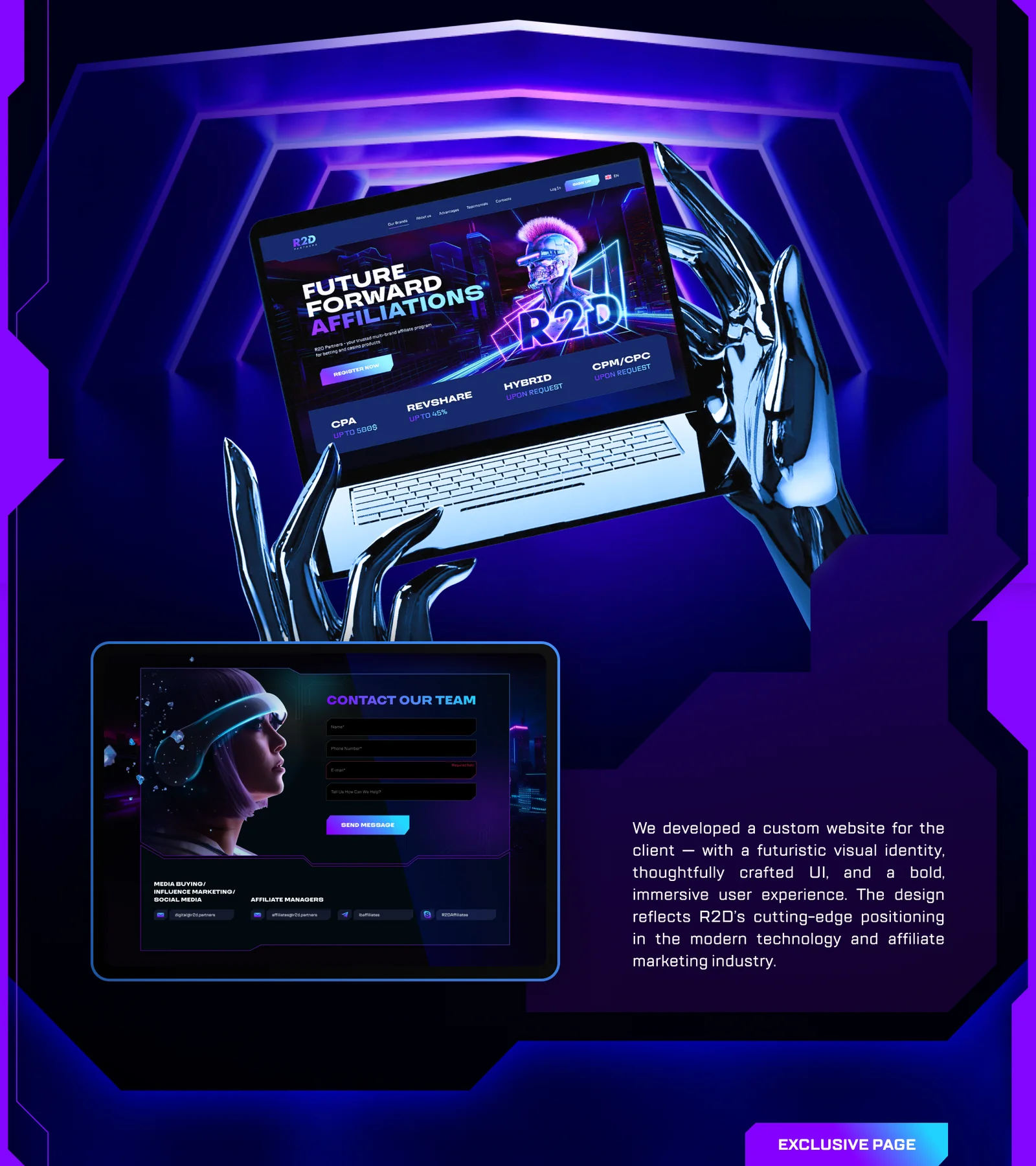 R2D Partners – Cyberpunk Identity, Website & Merch — section 7