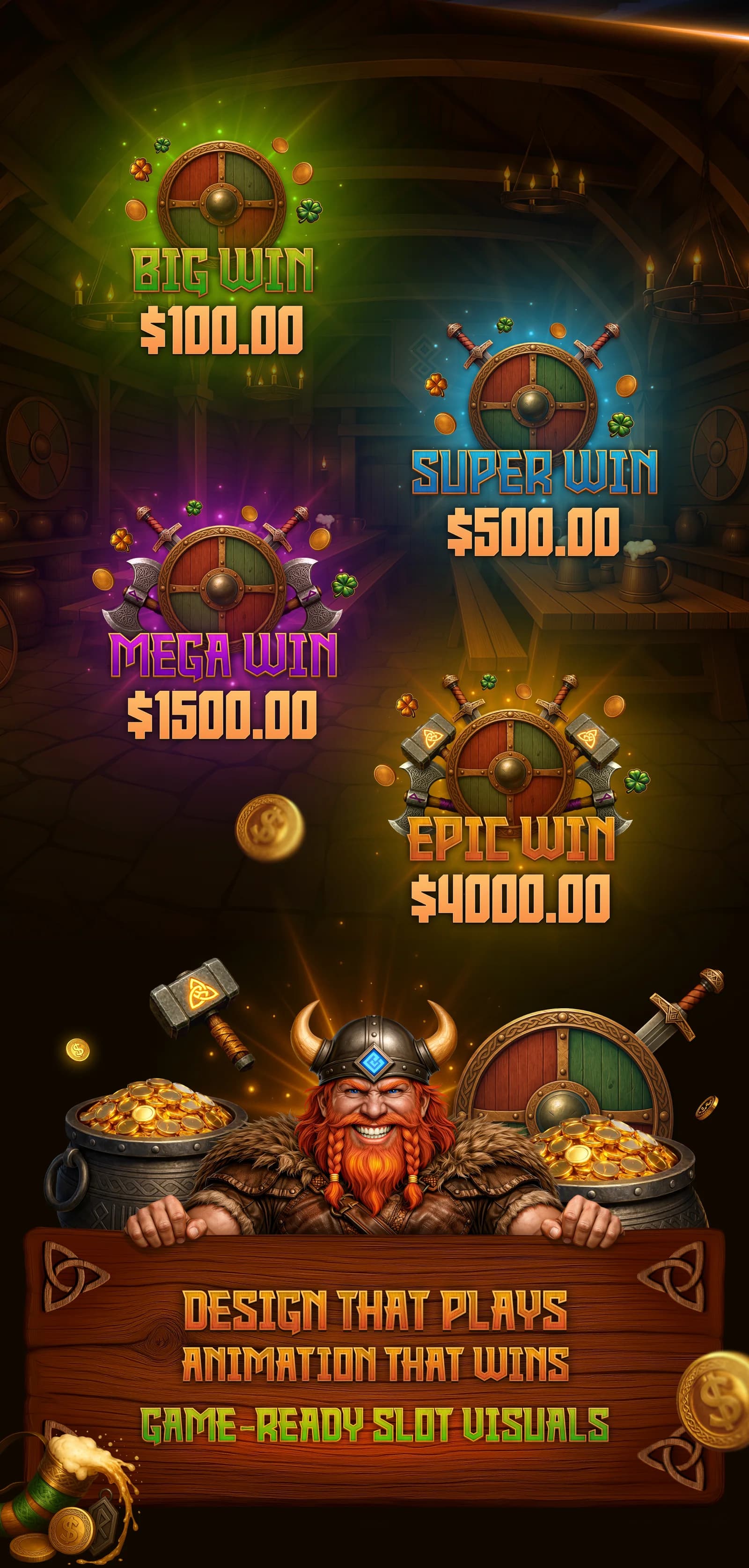 Vikings Wild Feast – Slot Game Art, UI & Animation — section 8