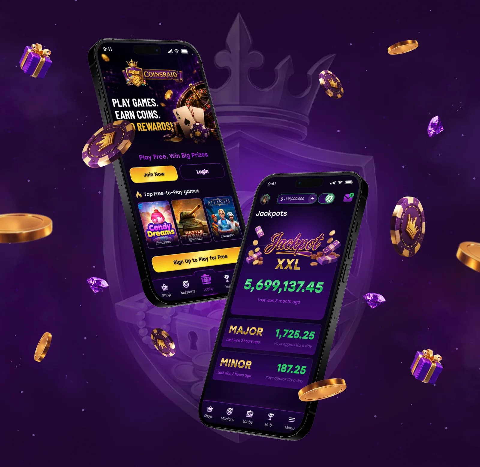 CoinsRaid – Social Casino Platform, UX/UI & Promo — section 9