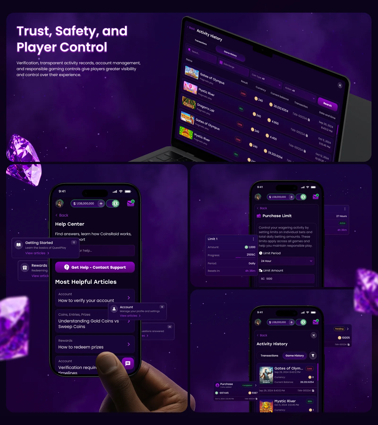CoinsRaid – Social Casino Platform, UX/UI & Promo — section 12