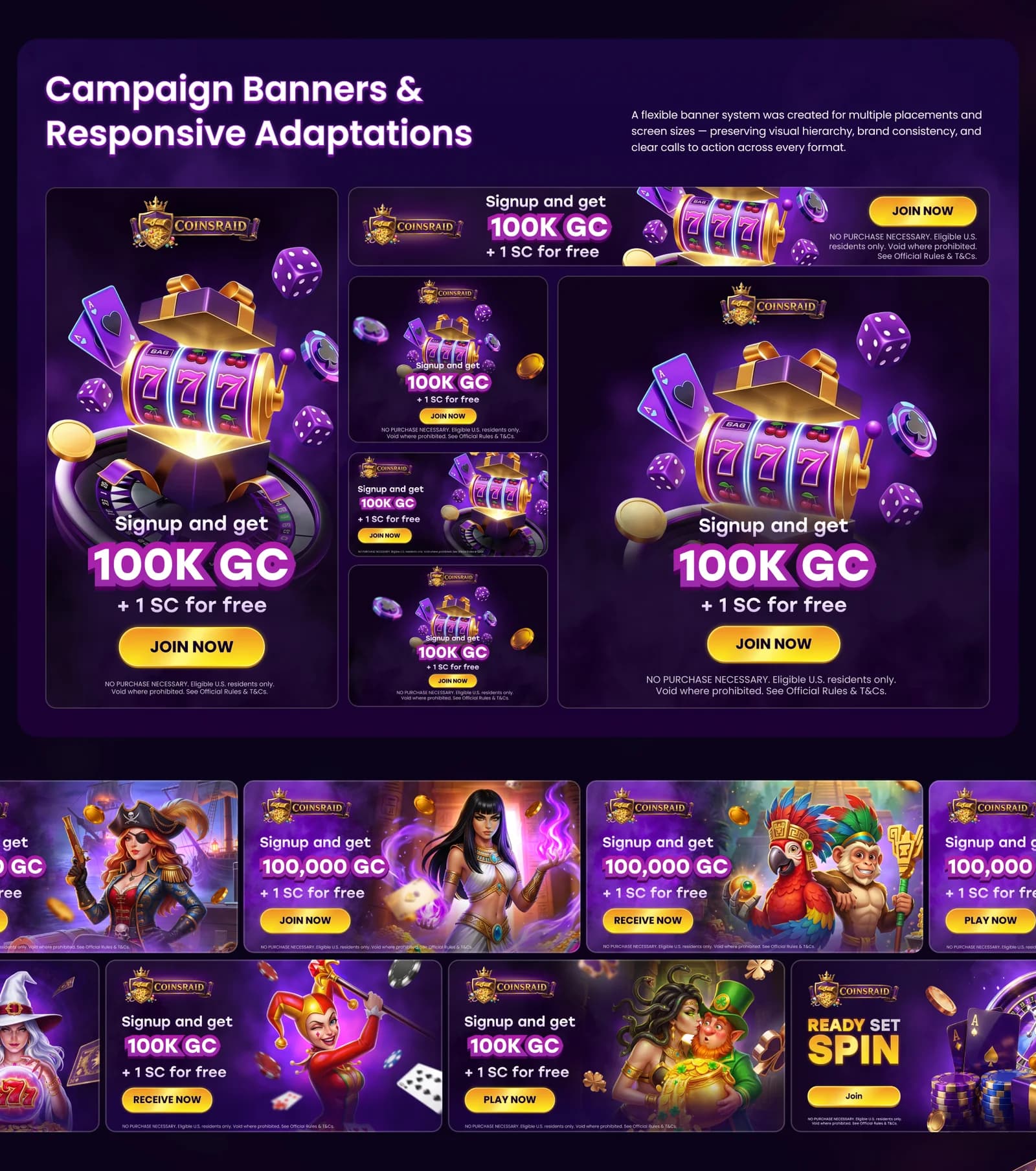 CoinsRaid – Social Casino Platform, UX/UI & Promo — section 14